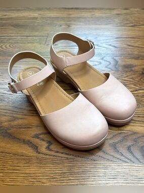 Art Class Girls Daisy Blush Pink Ankle Strap Casual Clog Heels Size 4